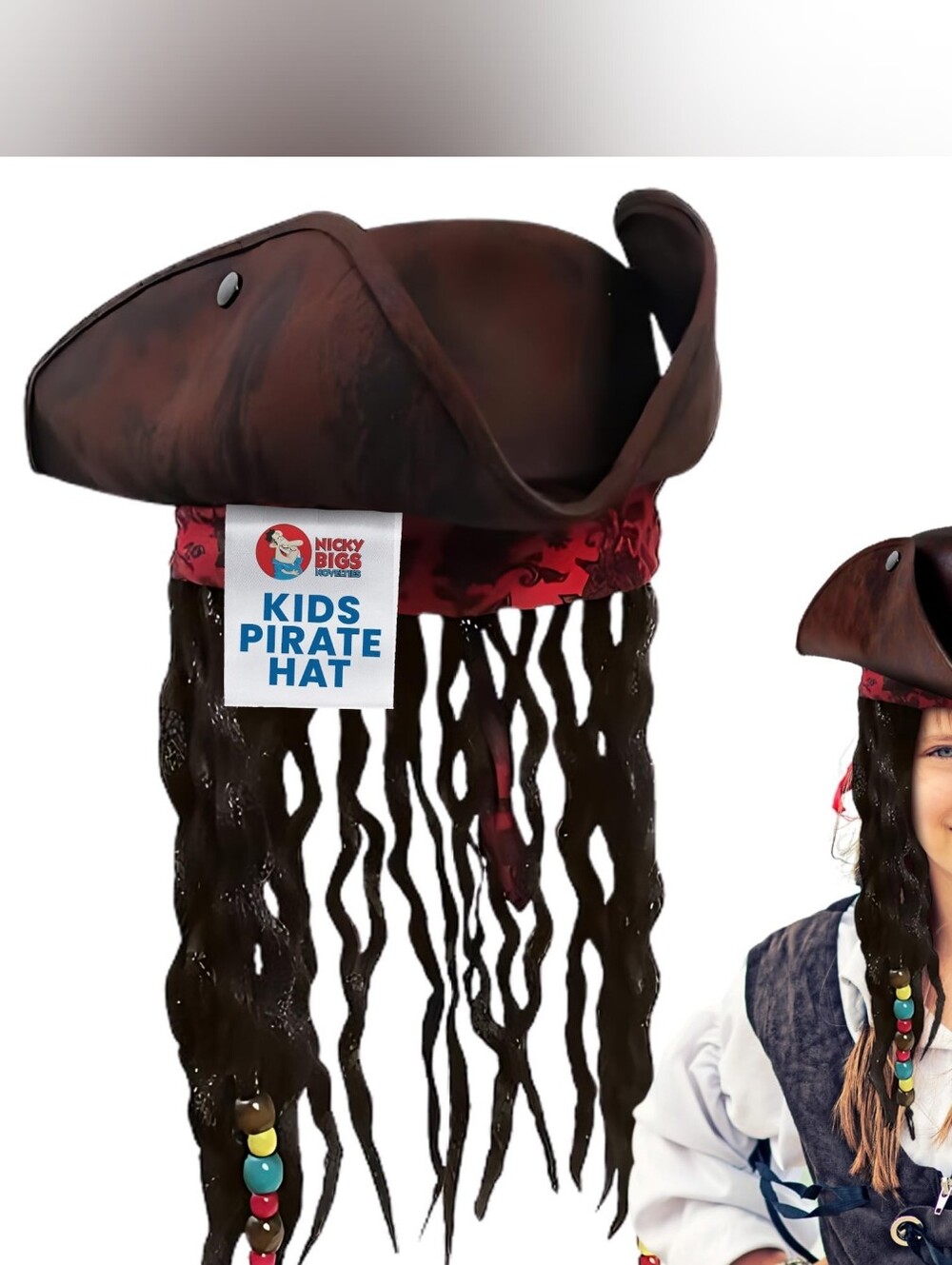 KidNicky Bigs Novelties Kids Pirate Tricorn Hat, Brown Costume Accessory. New